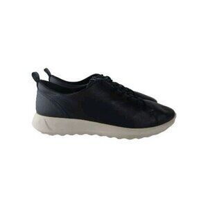Ecco Womens Sneakers Shoes Black Leather Flat Comfort Lace Up Casual Size 9